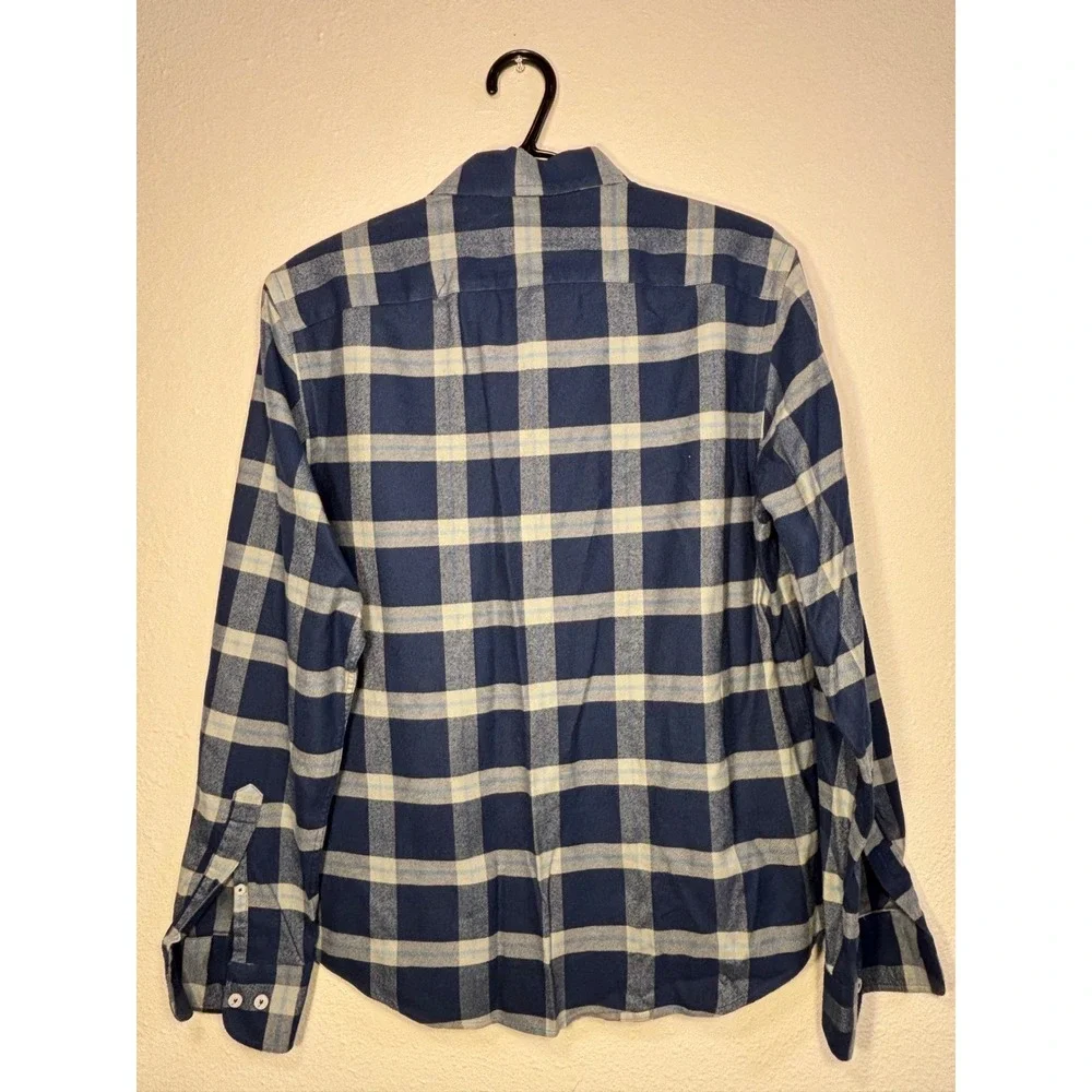 UNTUCKit Mens Slim Fit Plaid Button Down Shirt Blue White Cotton Medium 0211 - Picture 3 of 4